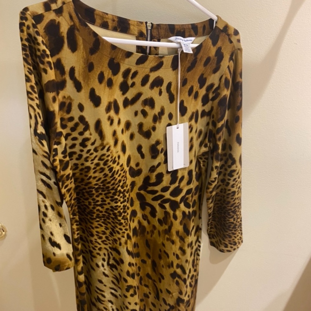 Tommy Bahama Animal Leopard Print Dress Long Sleeve Medium